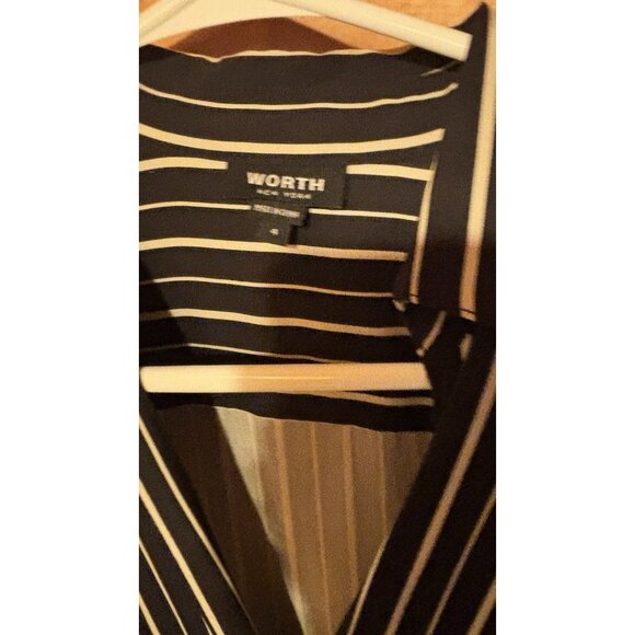 Worth New York V-Neck Striped Twist Front Sheath Dress - Black & Tan - Size 4 - Picture 6 of 6